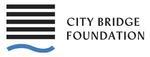 black horizontal lines with blue wavy line underneath, city bridge foundation logo